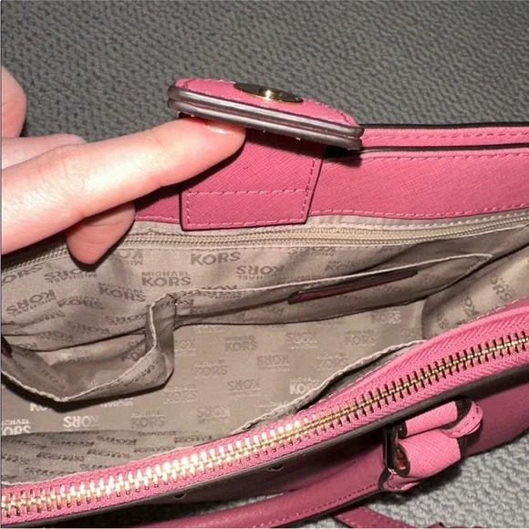 Michael Kors Raspberry Satchel Bag - Picture 3 of 5